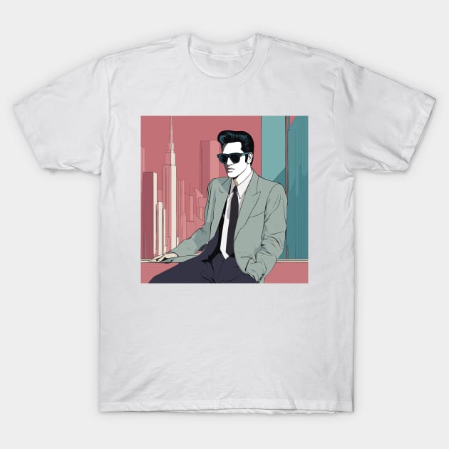 Suave Spectacle Elvis Edge Sunglass Stance Art Deco T-Shirt by di-age7